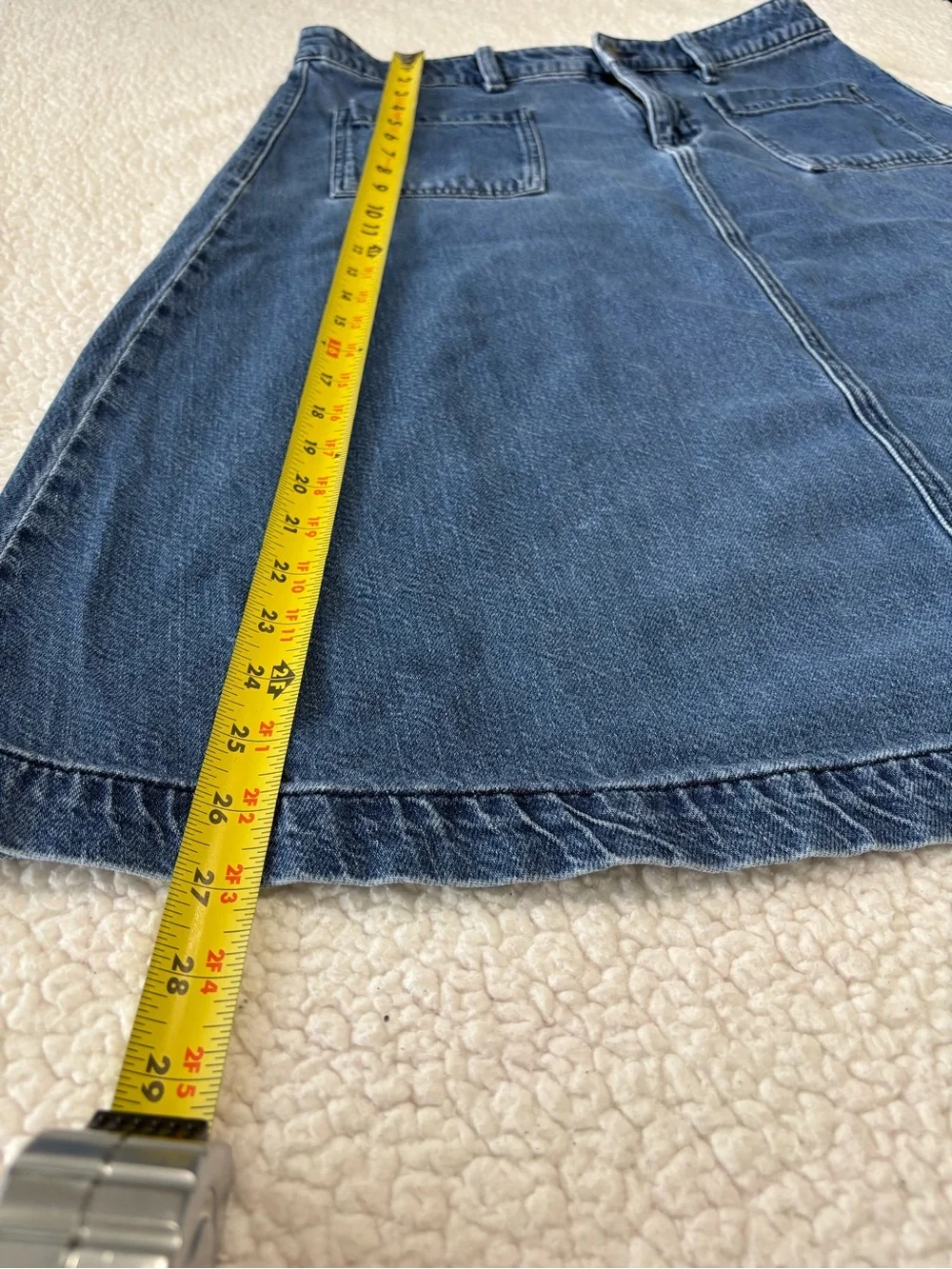 Vintage 90s Liz Claiborne Patch Pocket Denim A-Line Midi Skirt size 10